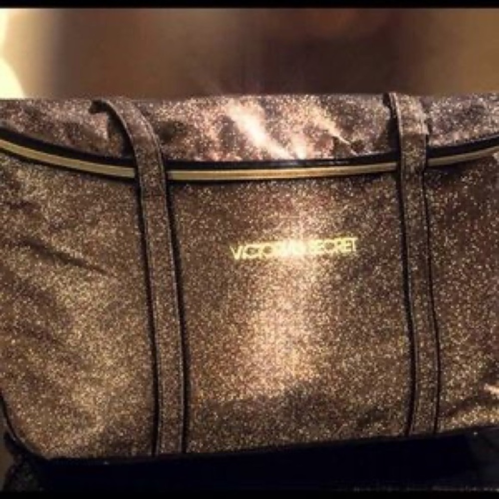 (SOLD) Victoria’s Secret Glittery Gold Tote - Picture 1 of 8